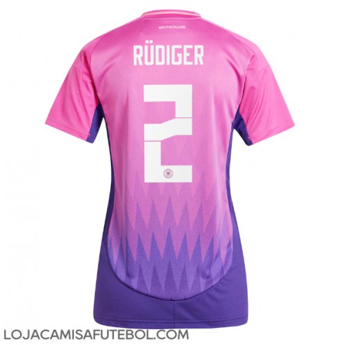 Camisa de Futebol Alemanha Antonio Rudiger #2 Equipamento Secundário Mulheres Europeu 2024 Manga Curta